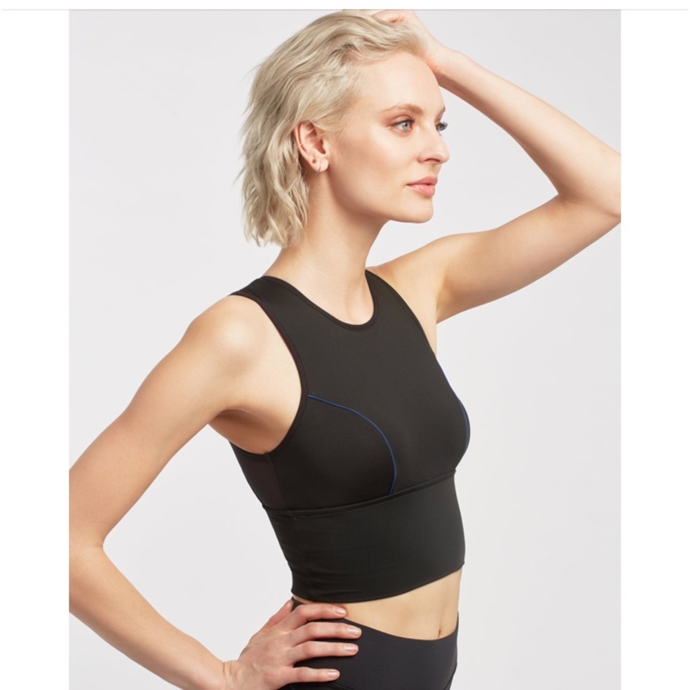 NWT MICHI Linear Black/Blue Crop Top Bra